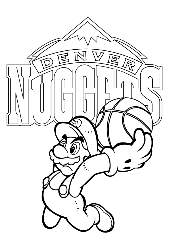 mario denver nuggets coloring pages