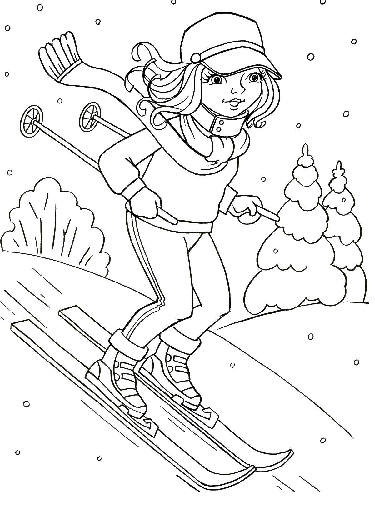 skiing coloring pages