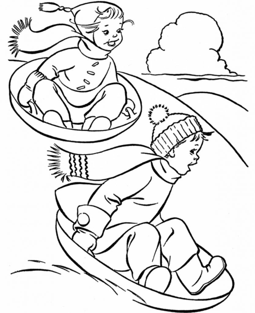 sledding coloring pages