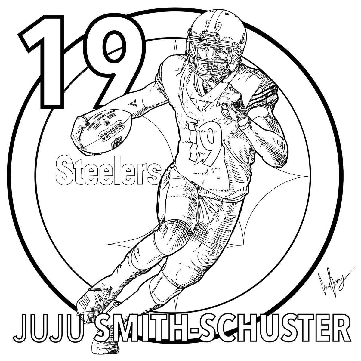 smith schuster pittsburgh steelers coloring pages