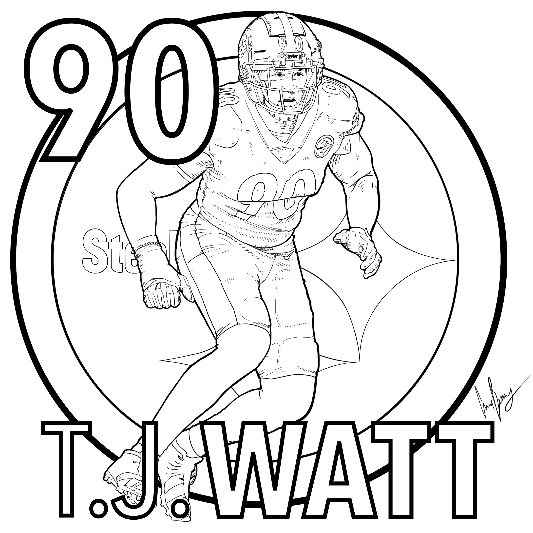 watt pittsburgh steelers coloring pages