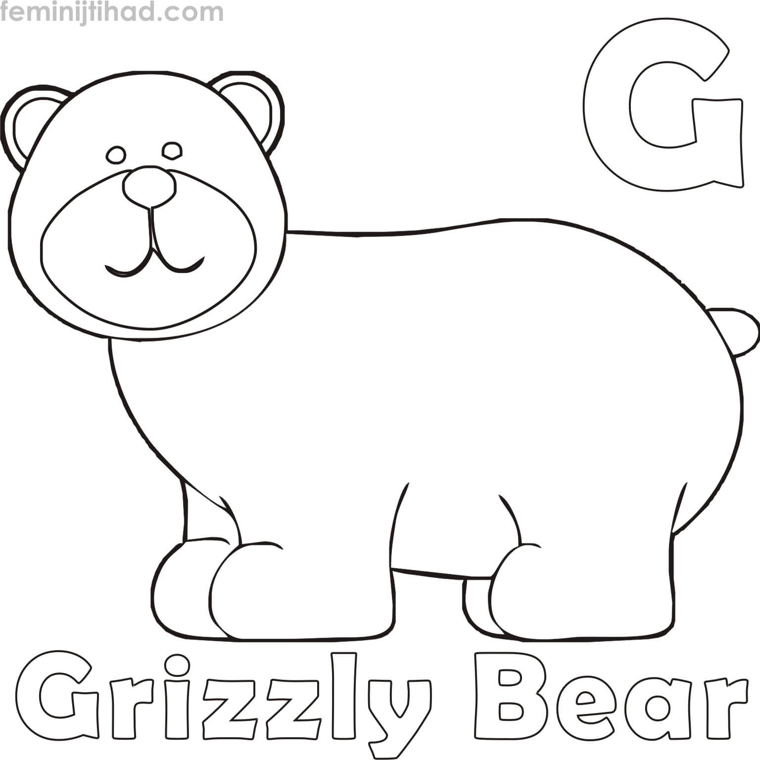 coloring page of a grizzly bear free