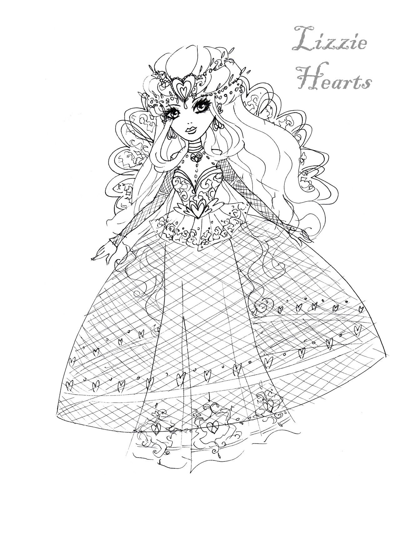 ever after high lizzie hearts coloring pages