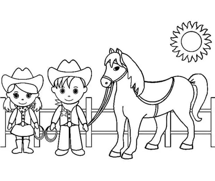 cowboy and cowgirl coloring pages