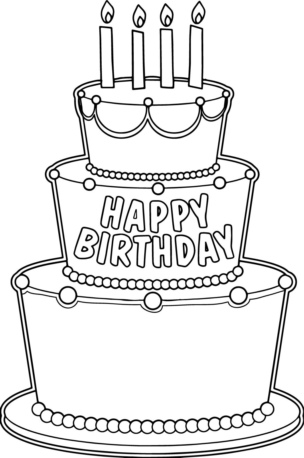 happy birthday cake coloring pages