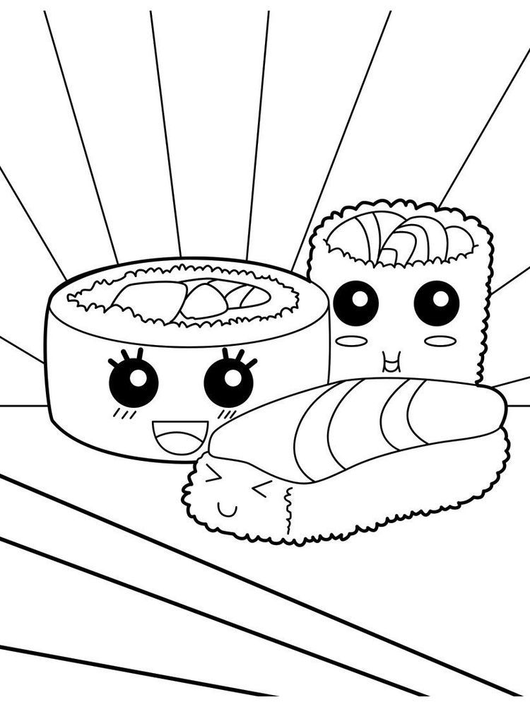 cute kawaii food coloring pages