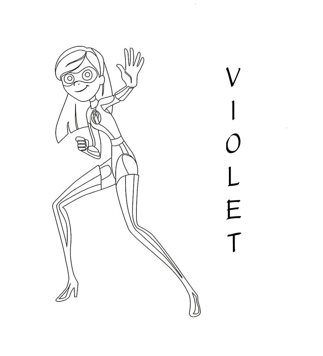 the incredibles coloring pages violet