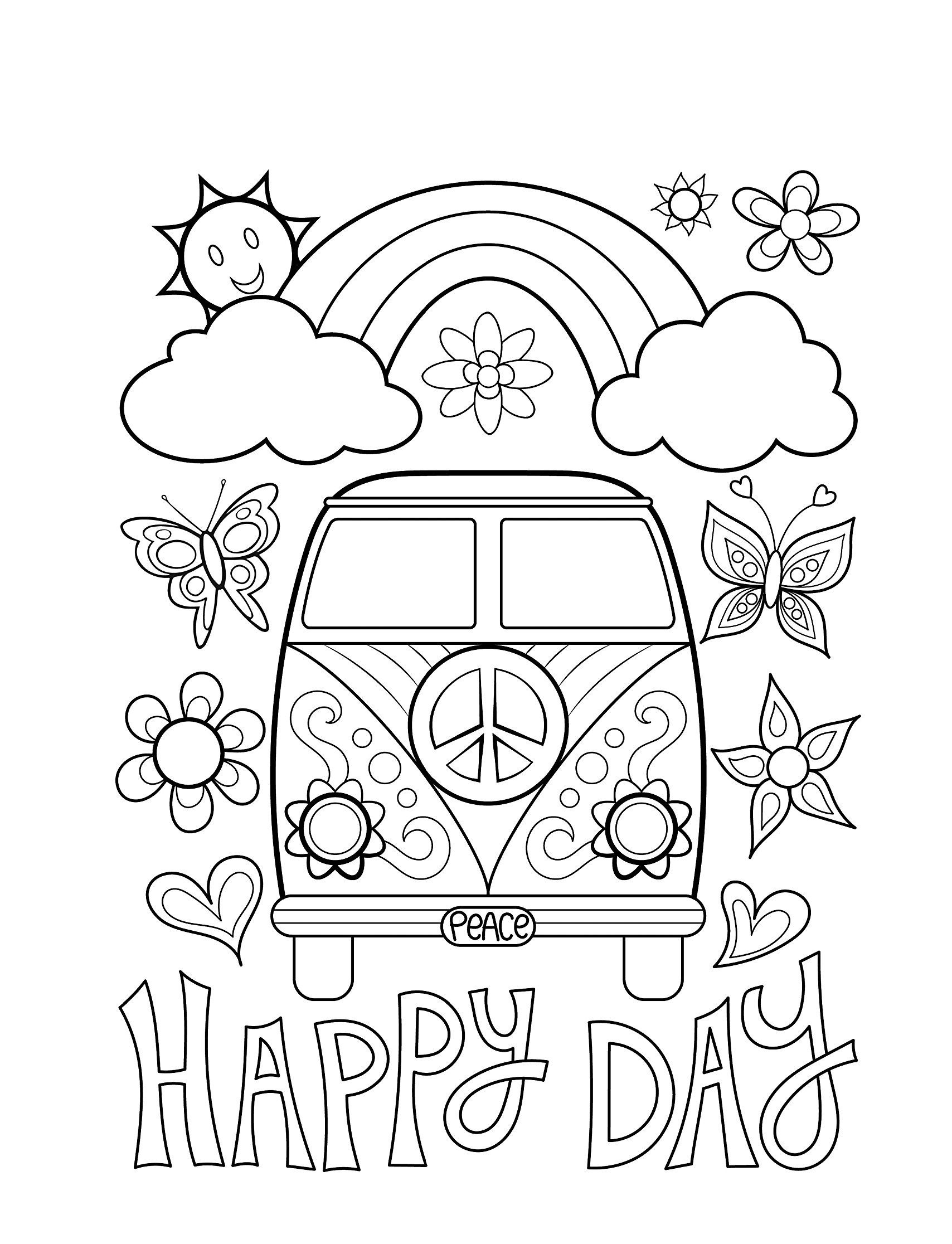 hippie van coloring pages