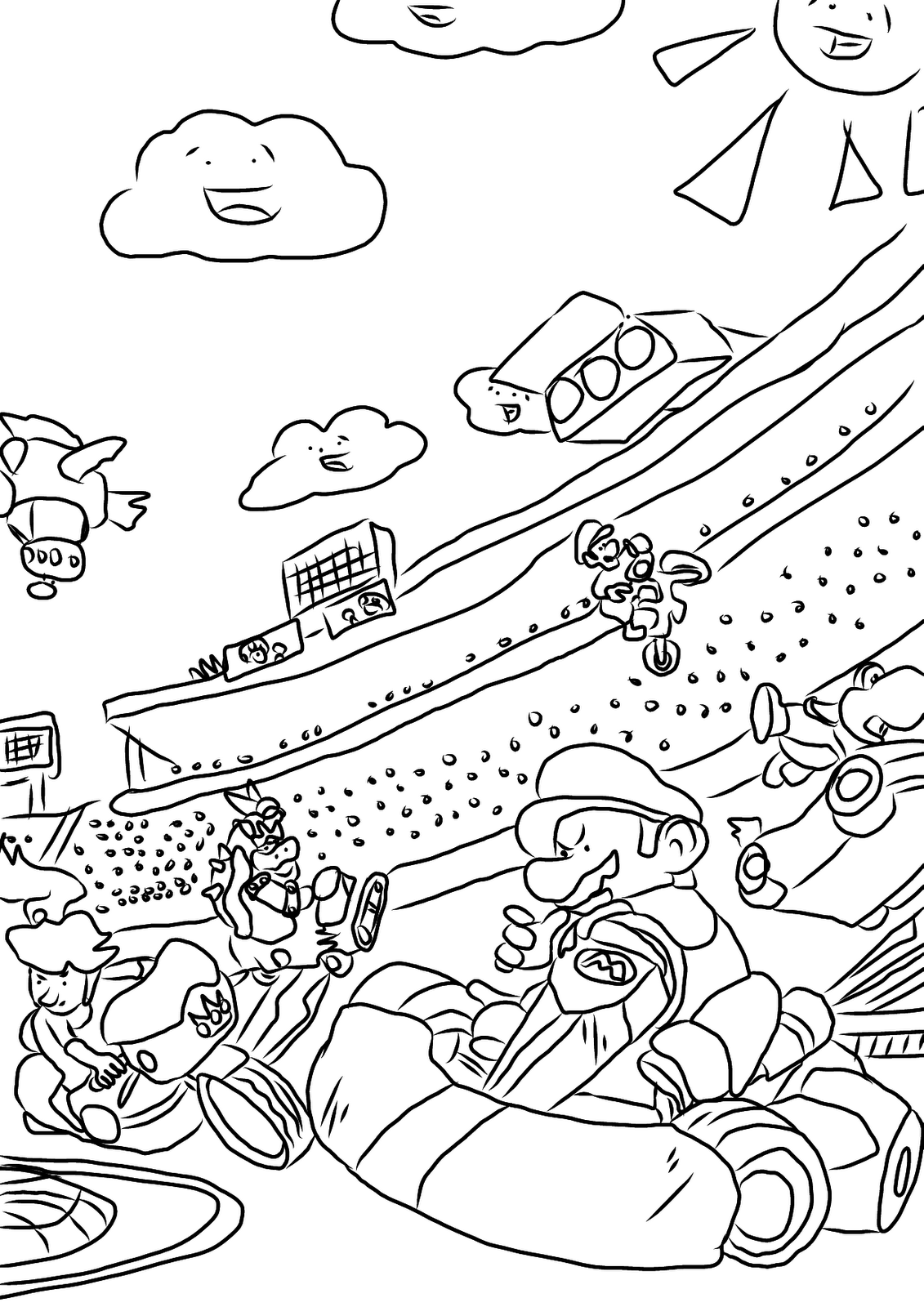 mario kart 8 coloring pages