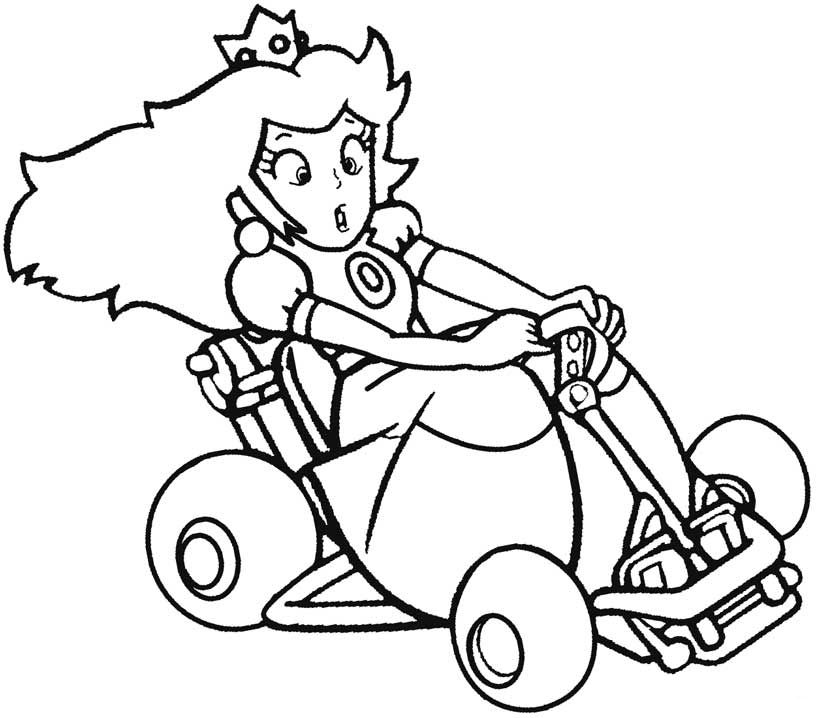 princess peach mario kart coloring pages