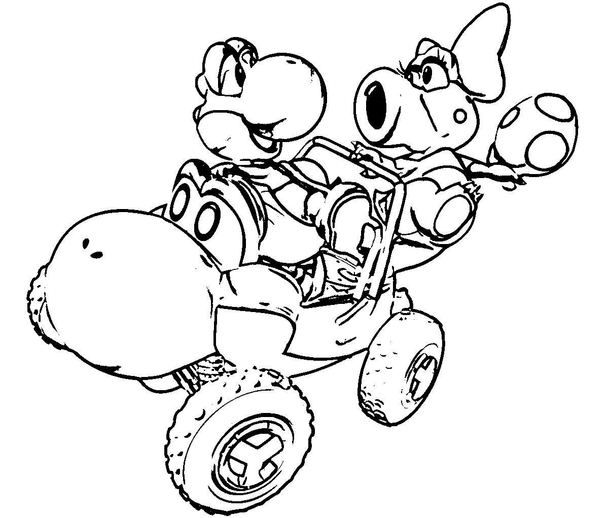 yoshi mario kart coloring pages