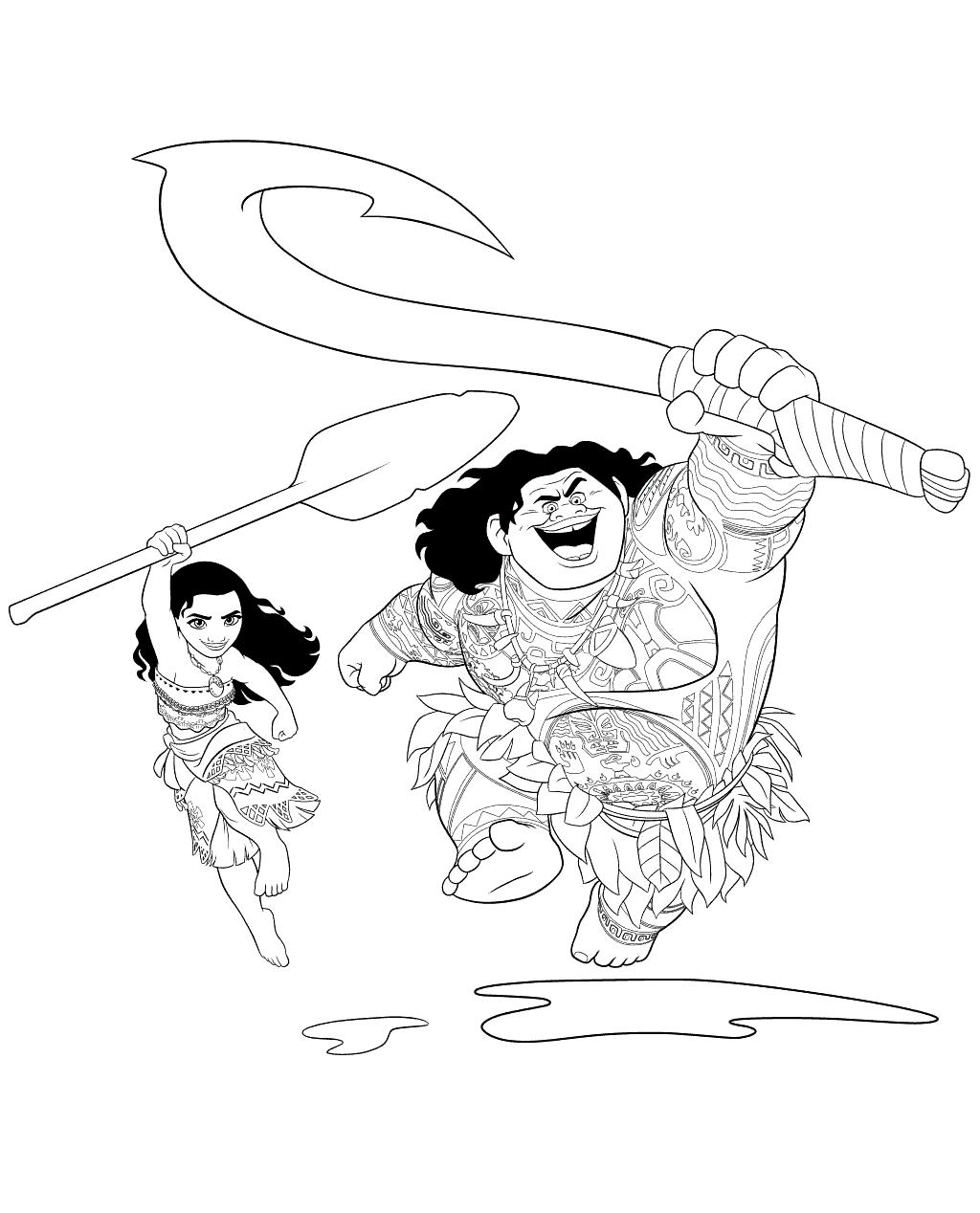 moana and maui coloring pages