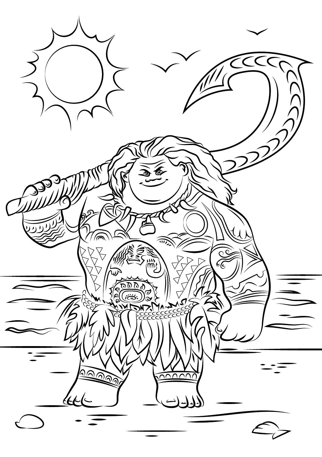 moana coloring pages maui