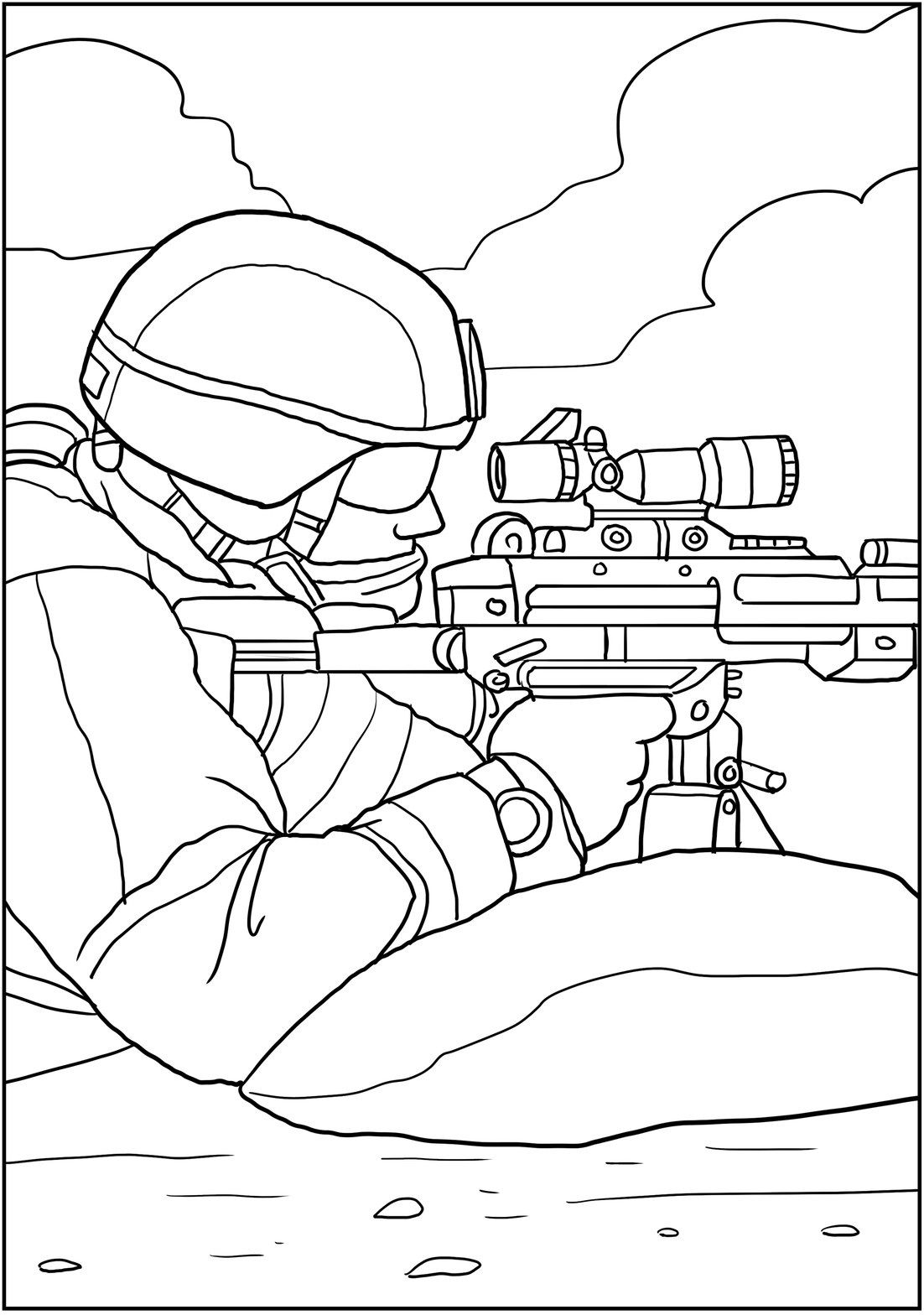 military sniper coloring pages