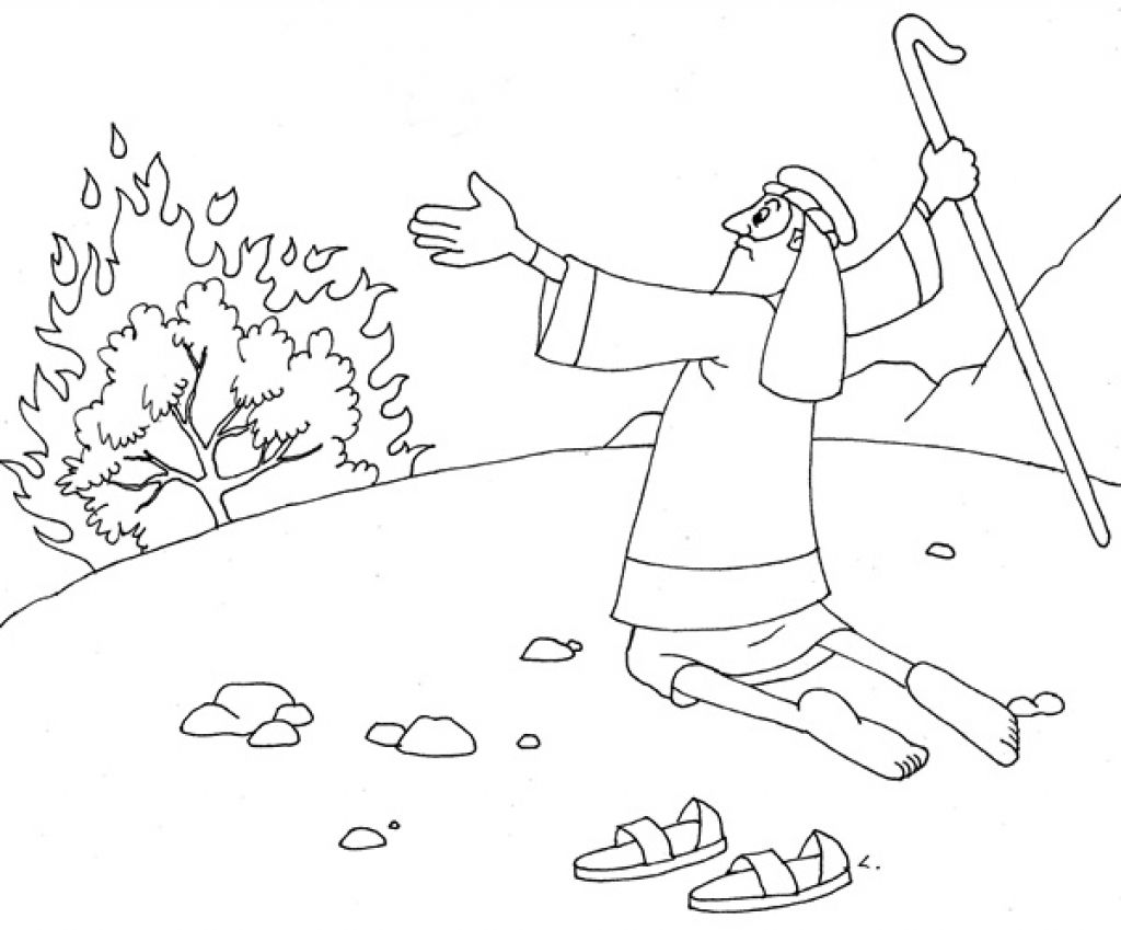 moses and the burning bush coloring pages