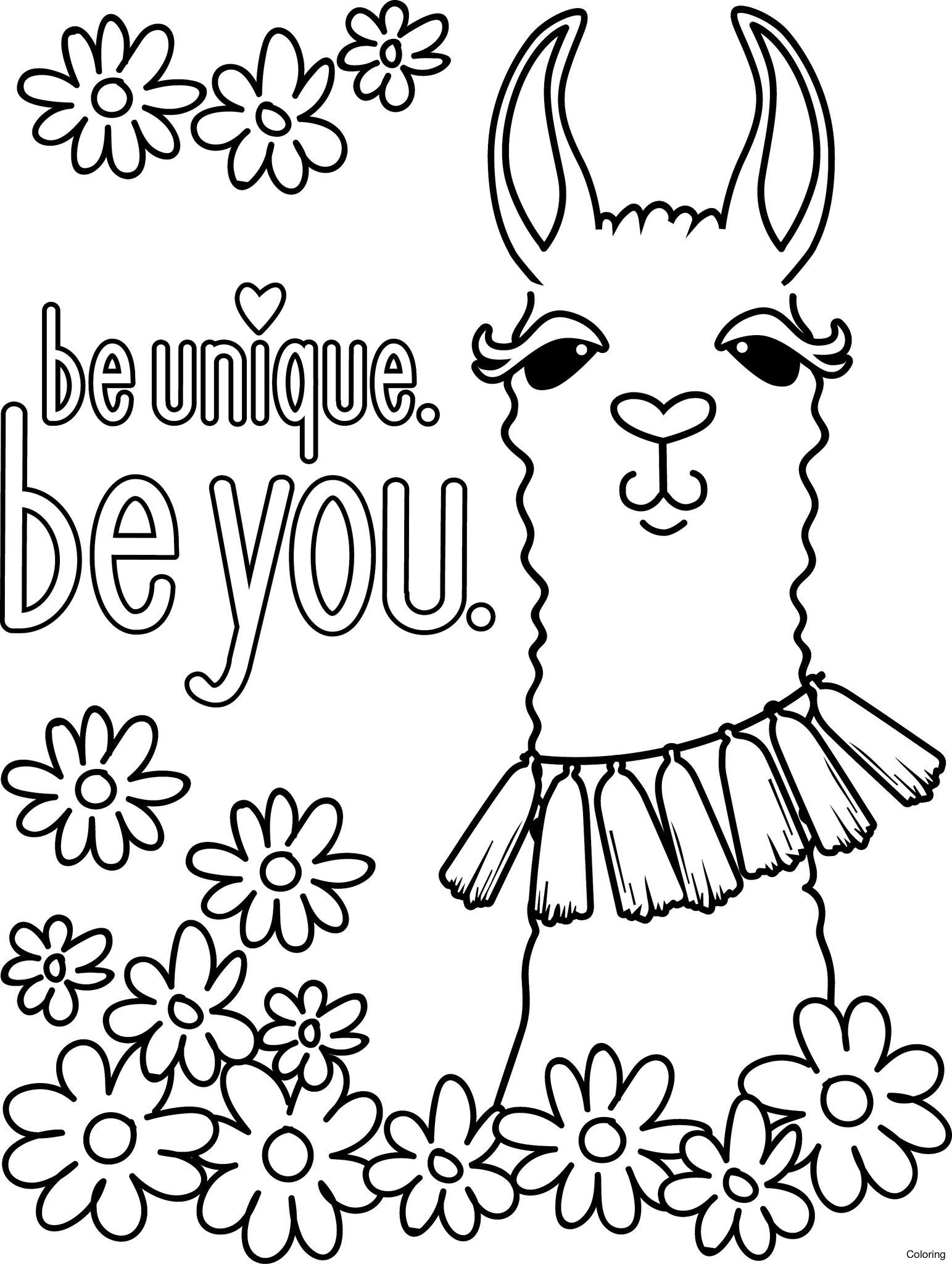 kawaii llama coloring pages