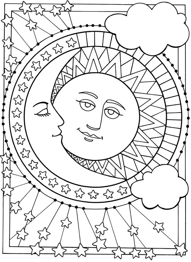 moon and sun coloring pages