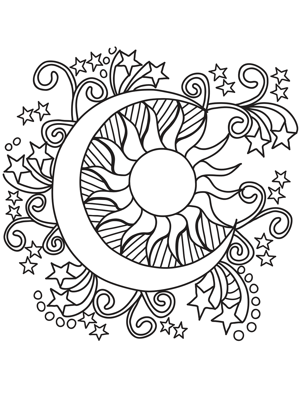 sun and moon coloring pages for adults