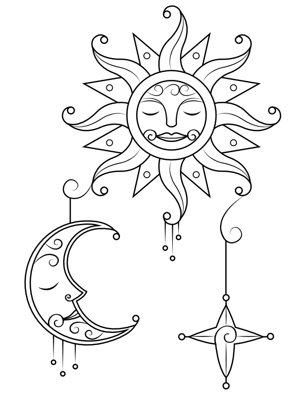 sun and moon coloring pages