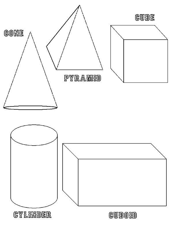 3d shapes coloring pages