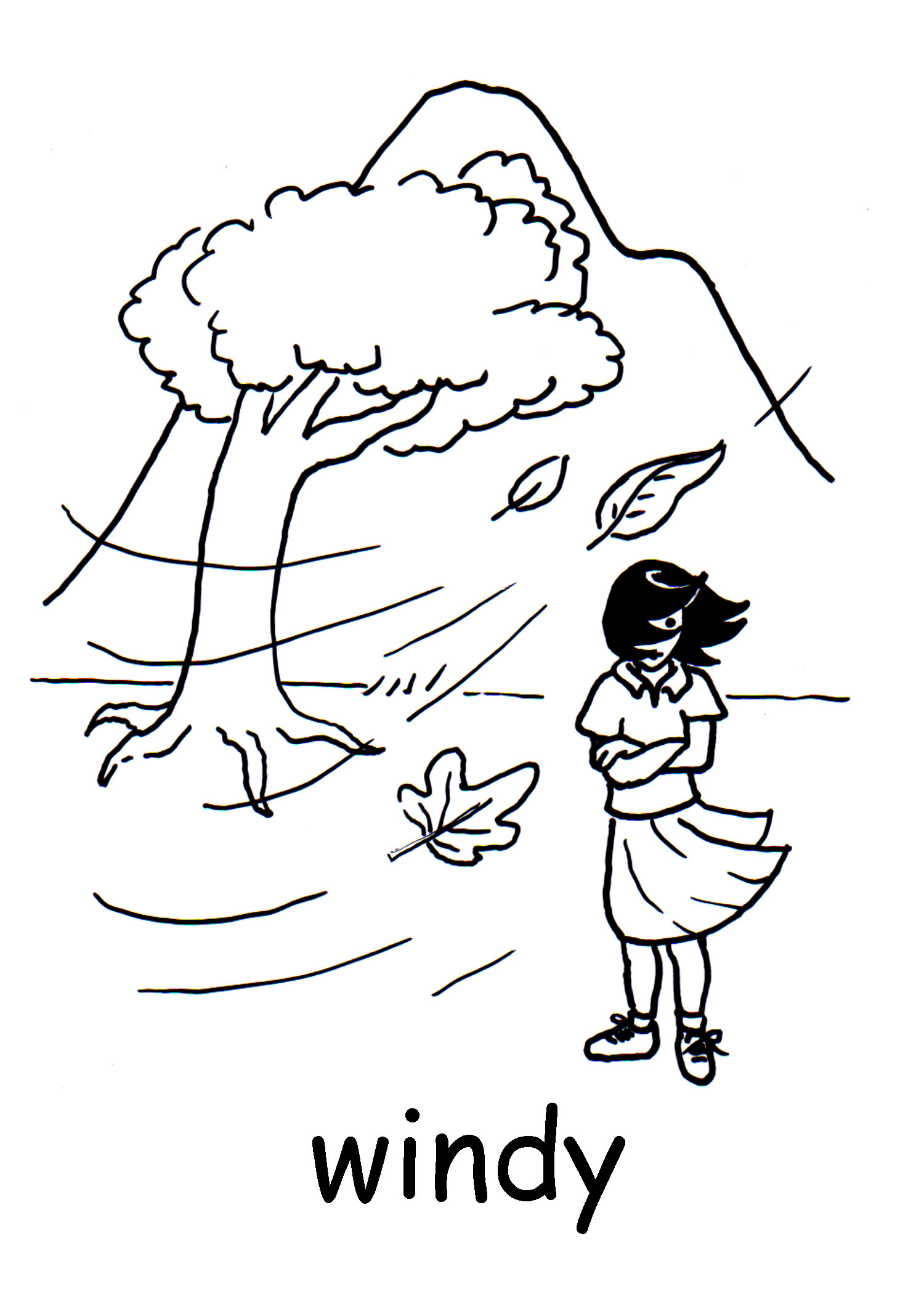 windy weather coloring pages