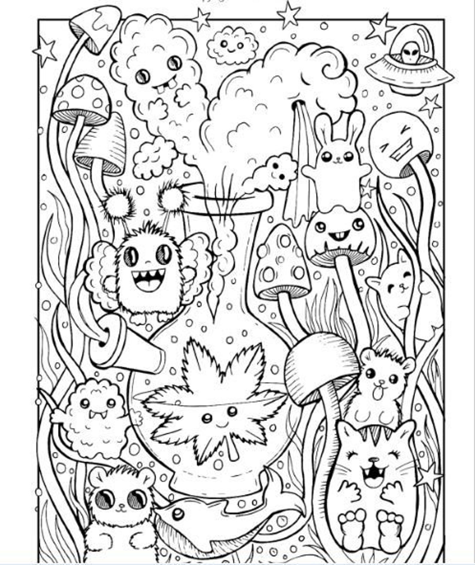 psychedelic weed coloring pages