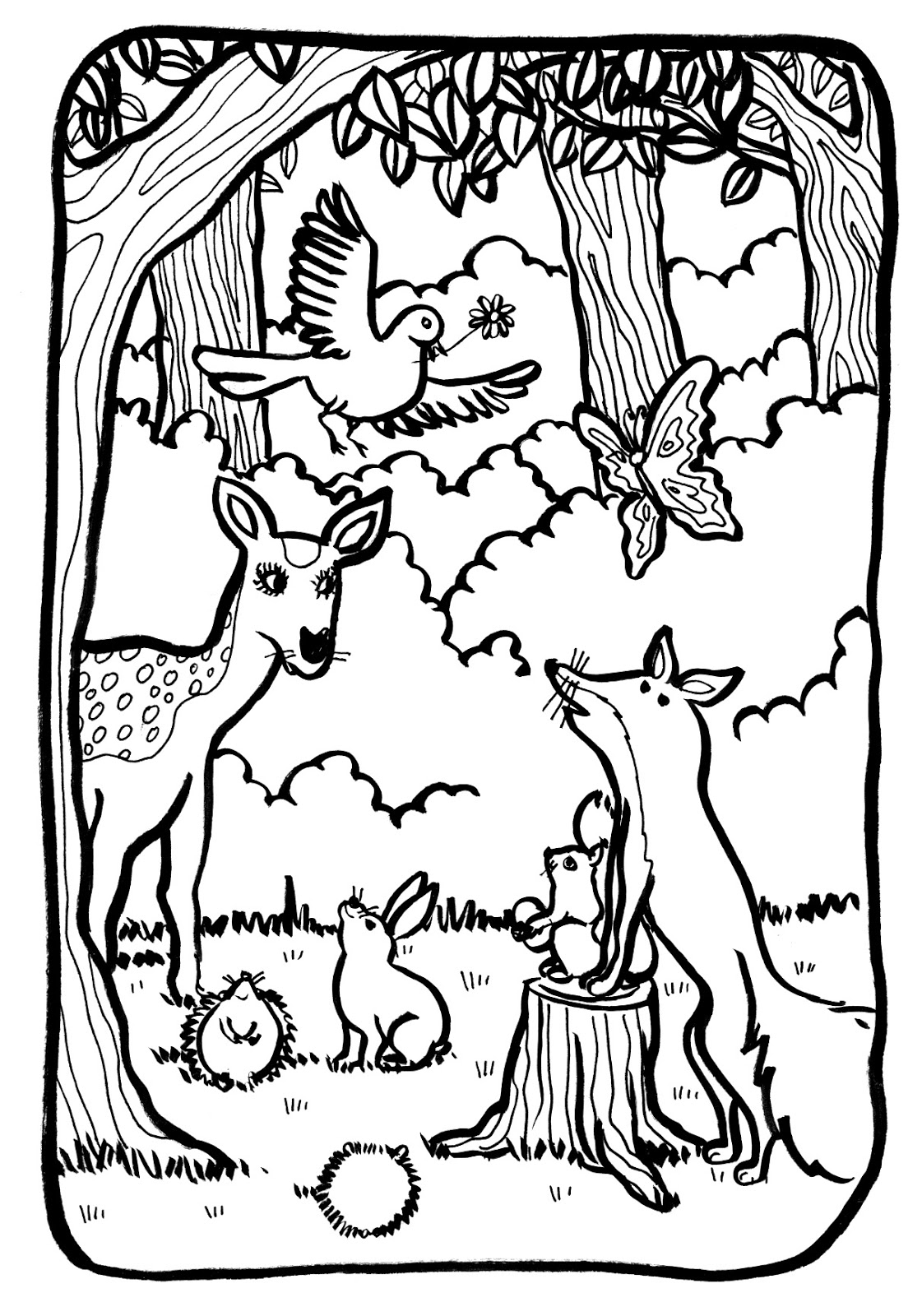 coloring pages forest animals