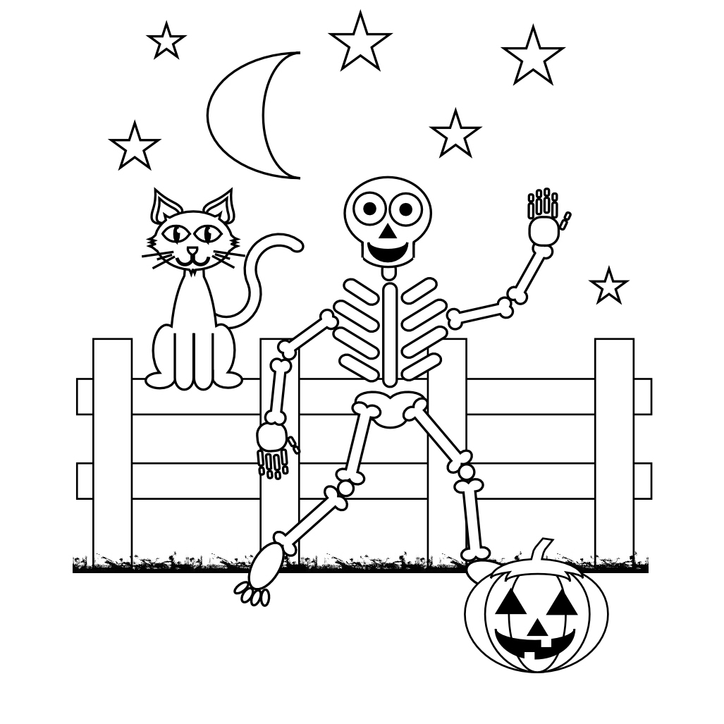 halloween skeleton coloring pages