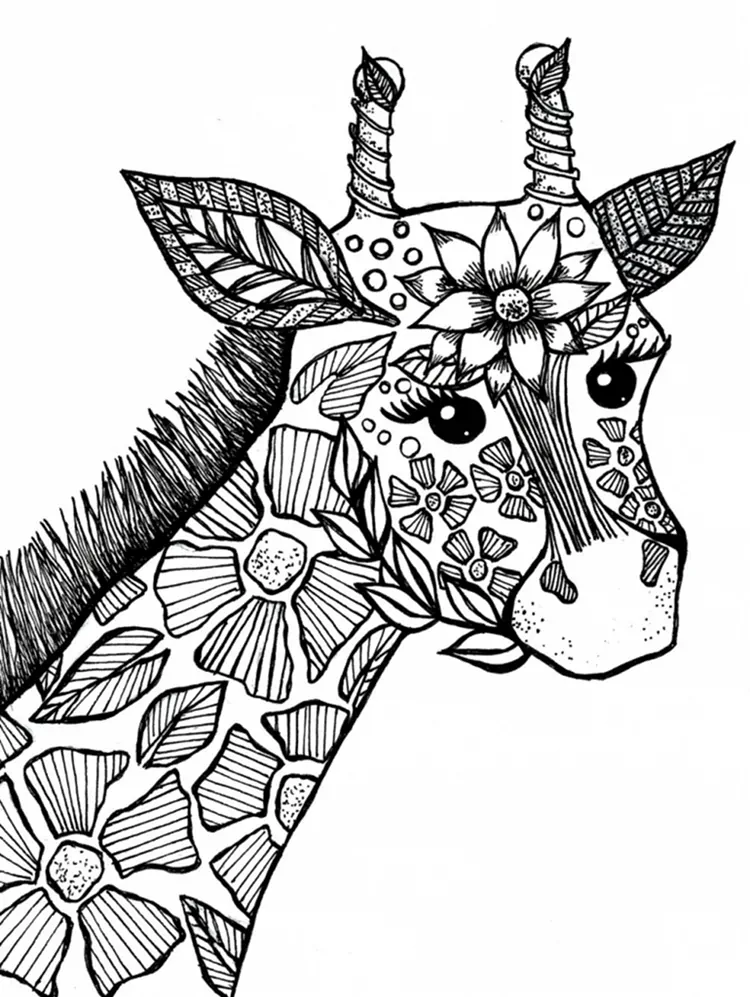 giraffe coloring pages for adults