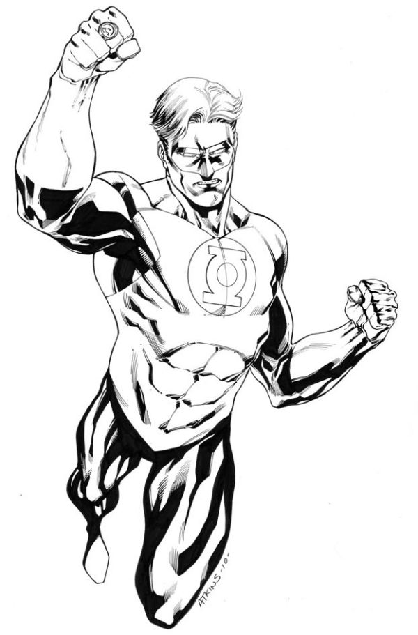 green lantern coloring page american comic book superhero