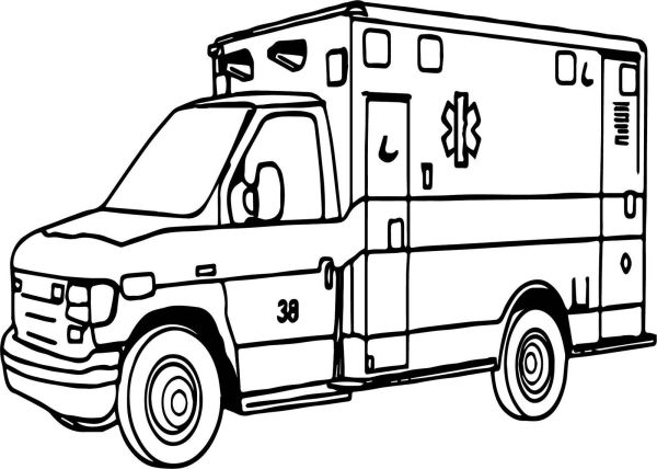 hospital medical care facility ambulance coloring sheet