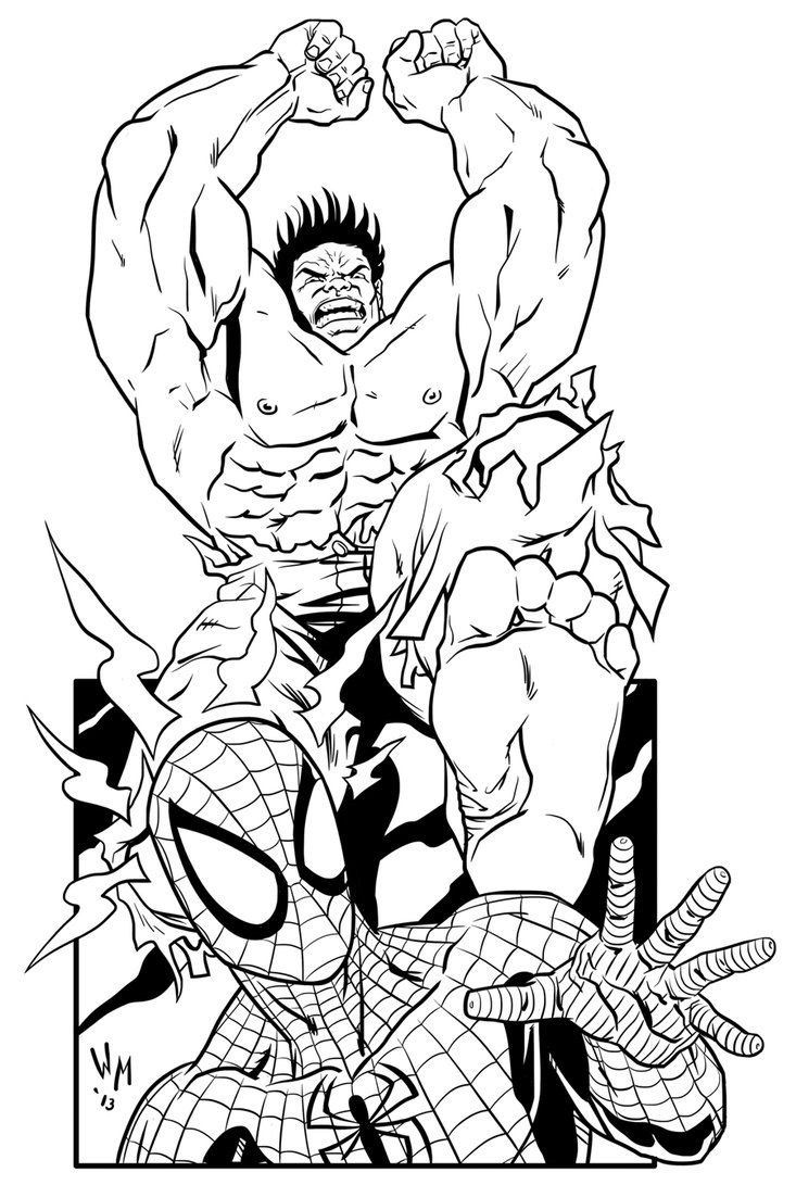 hulk and spiderman coloring pages