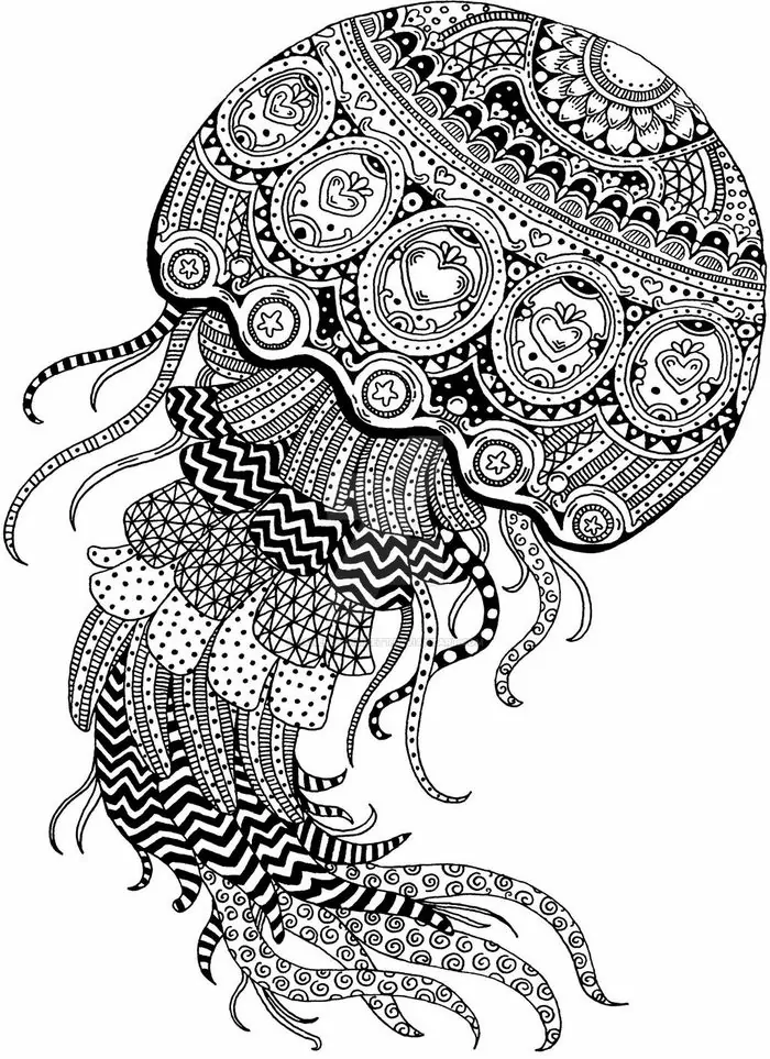 jellyfish mandala coloring page