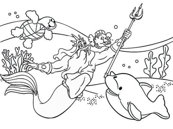 king triton underwater sea life coloring pages