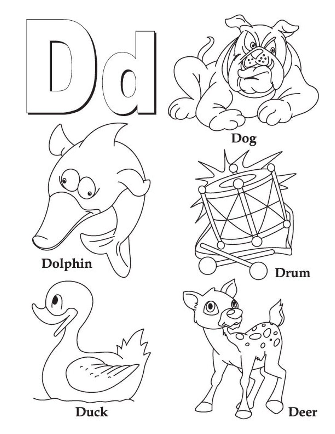 pictures with letter d coloring pages