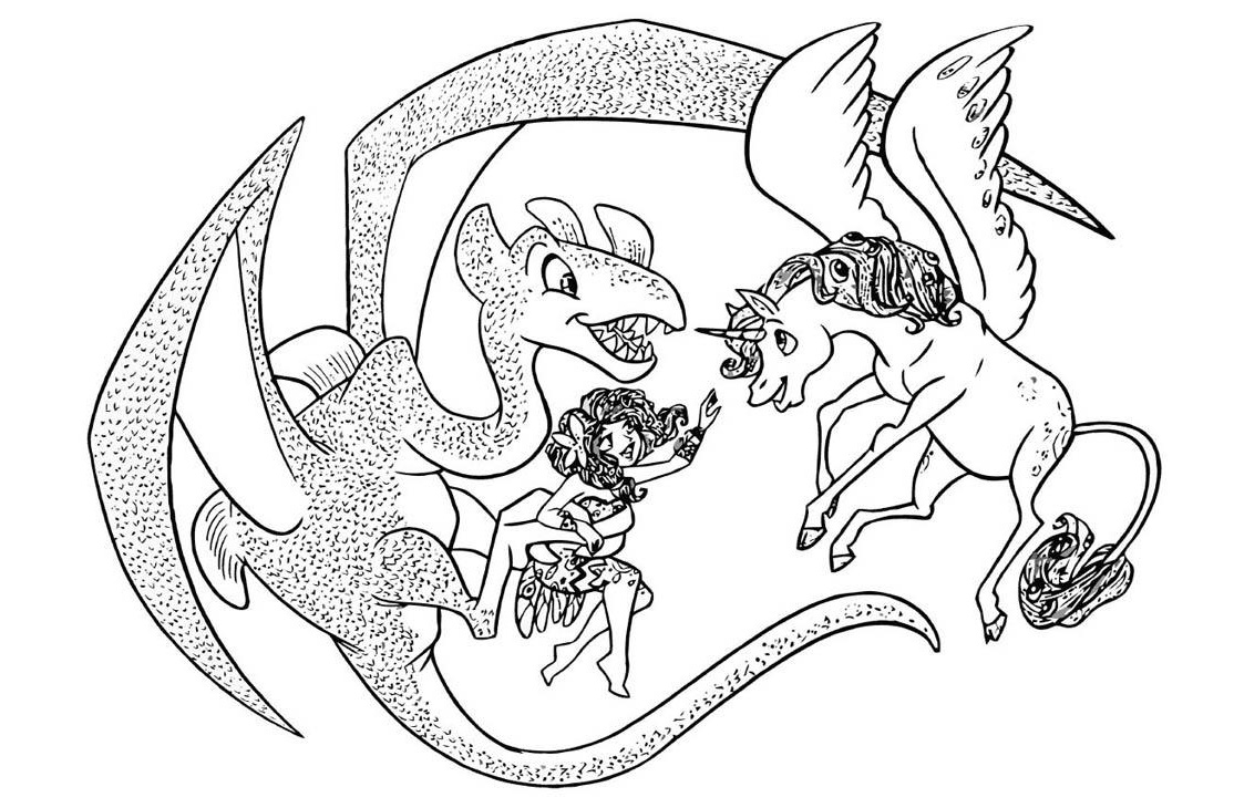 mia and me dragon blue coloring pages