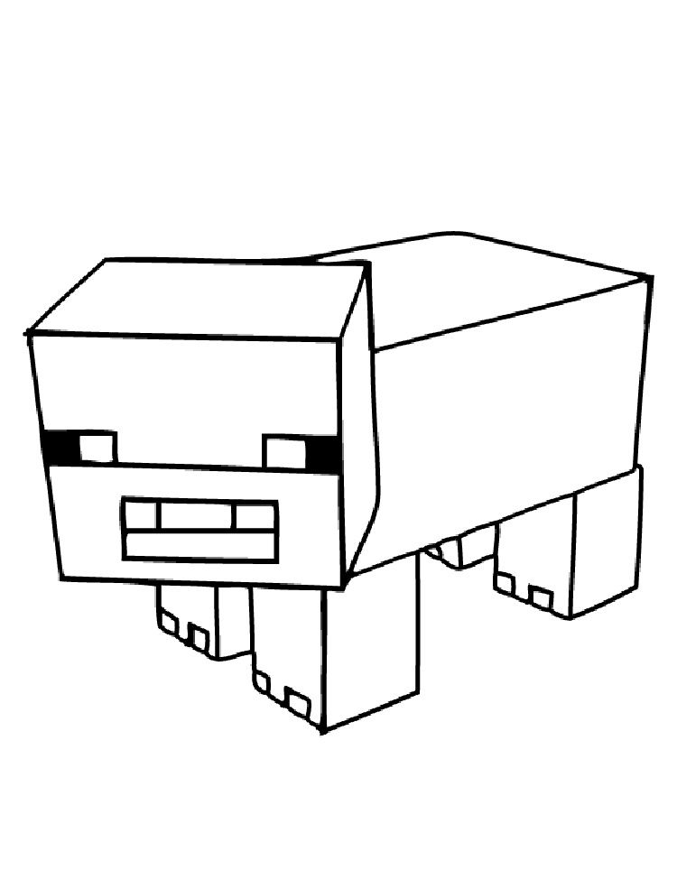 minecraft coloring pages pig