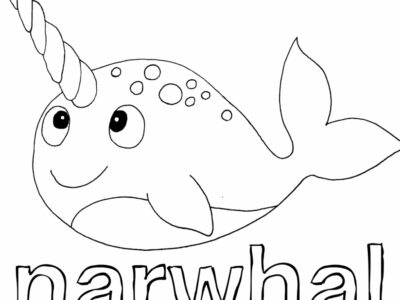 kawaii narwhal coloring pages