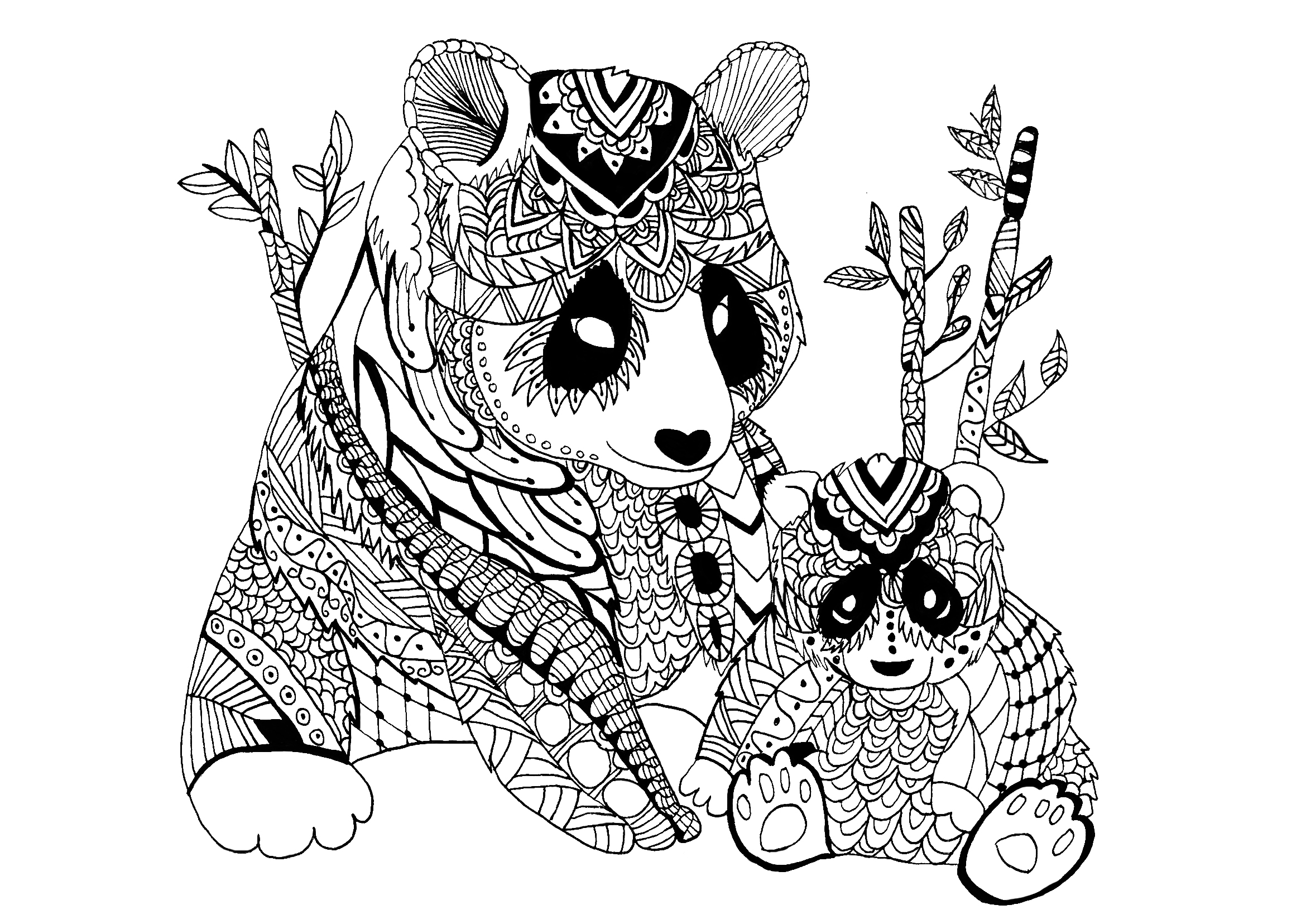 panda coloring pages for adults