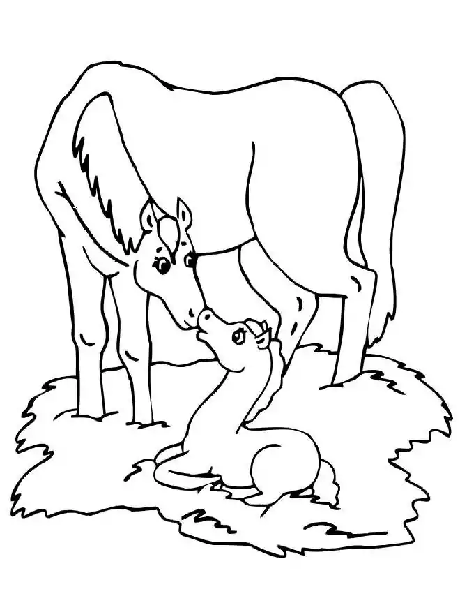 mom and pony coloring page