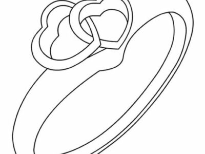 pretty love double hearts wedding ring coloring page