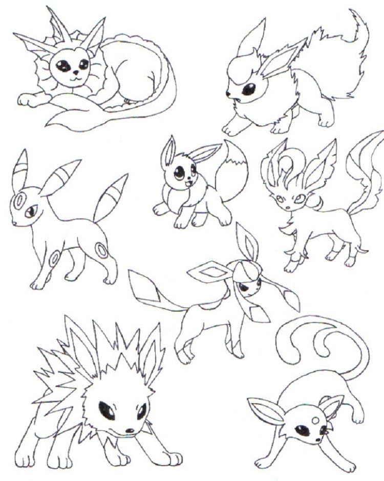 eevee evolutions coloring pages