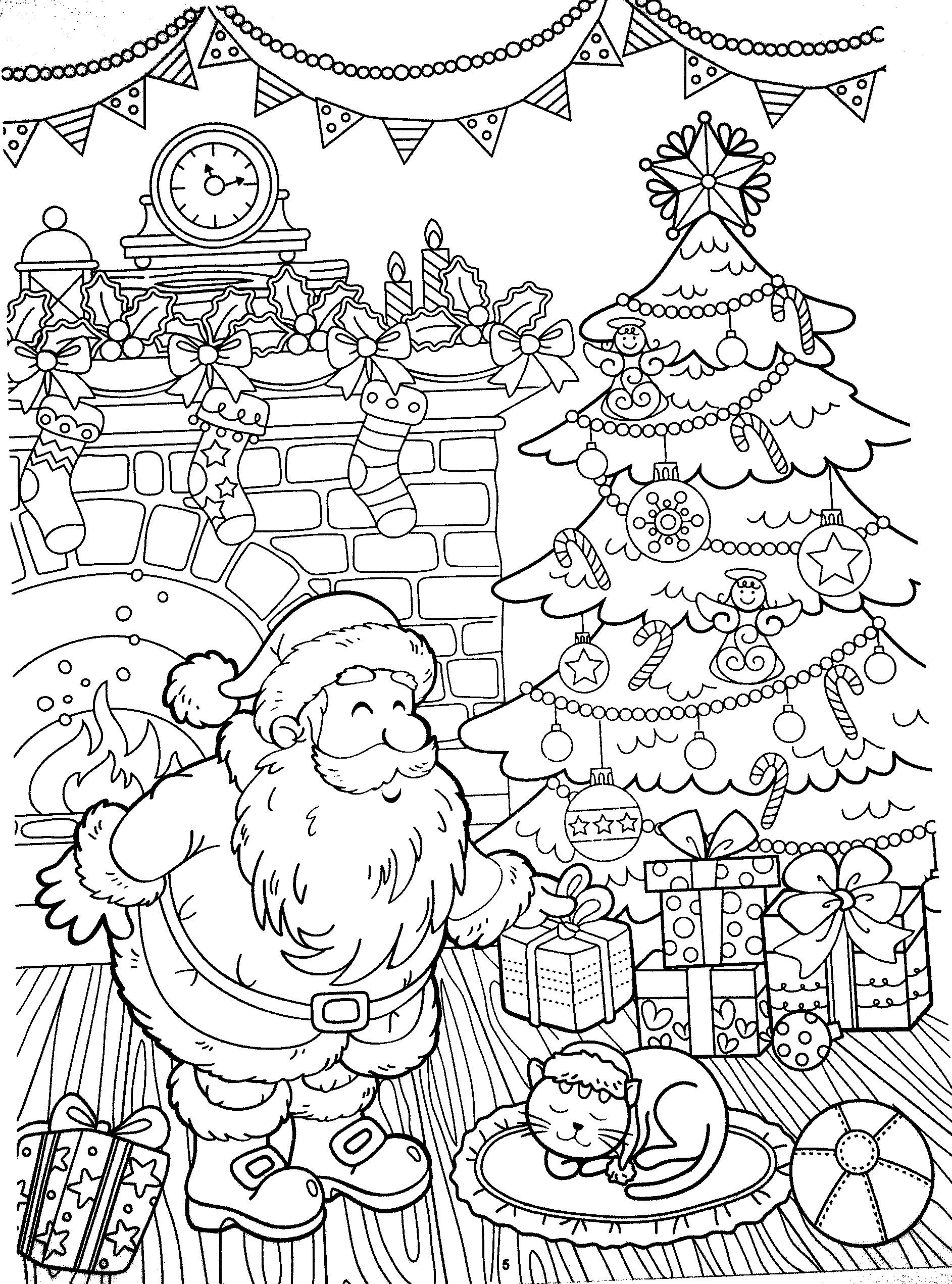 detailed christmas coloring pages