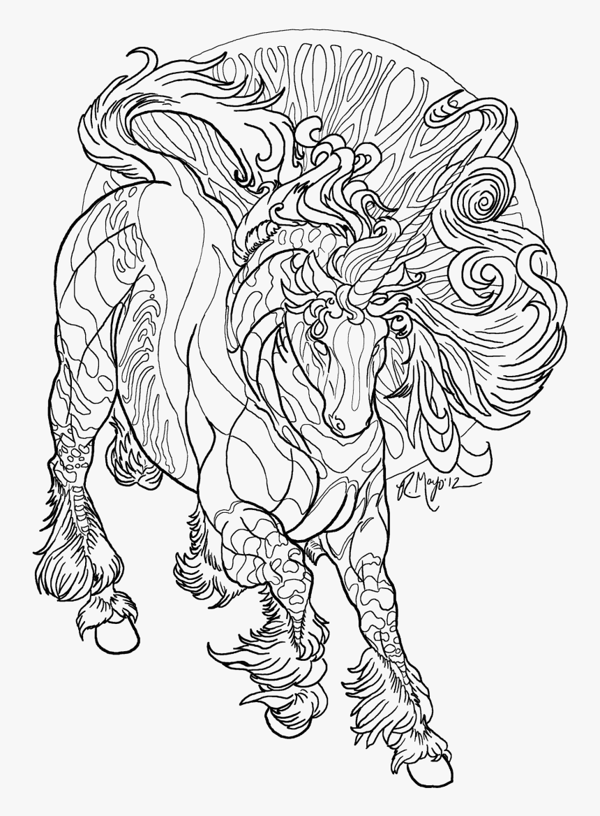 detailed unicorn coloring pages