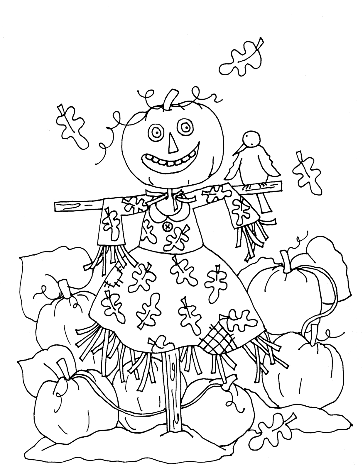 printable scarecrow coloring pages