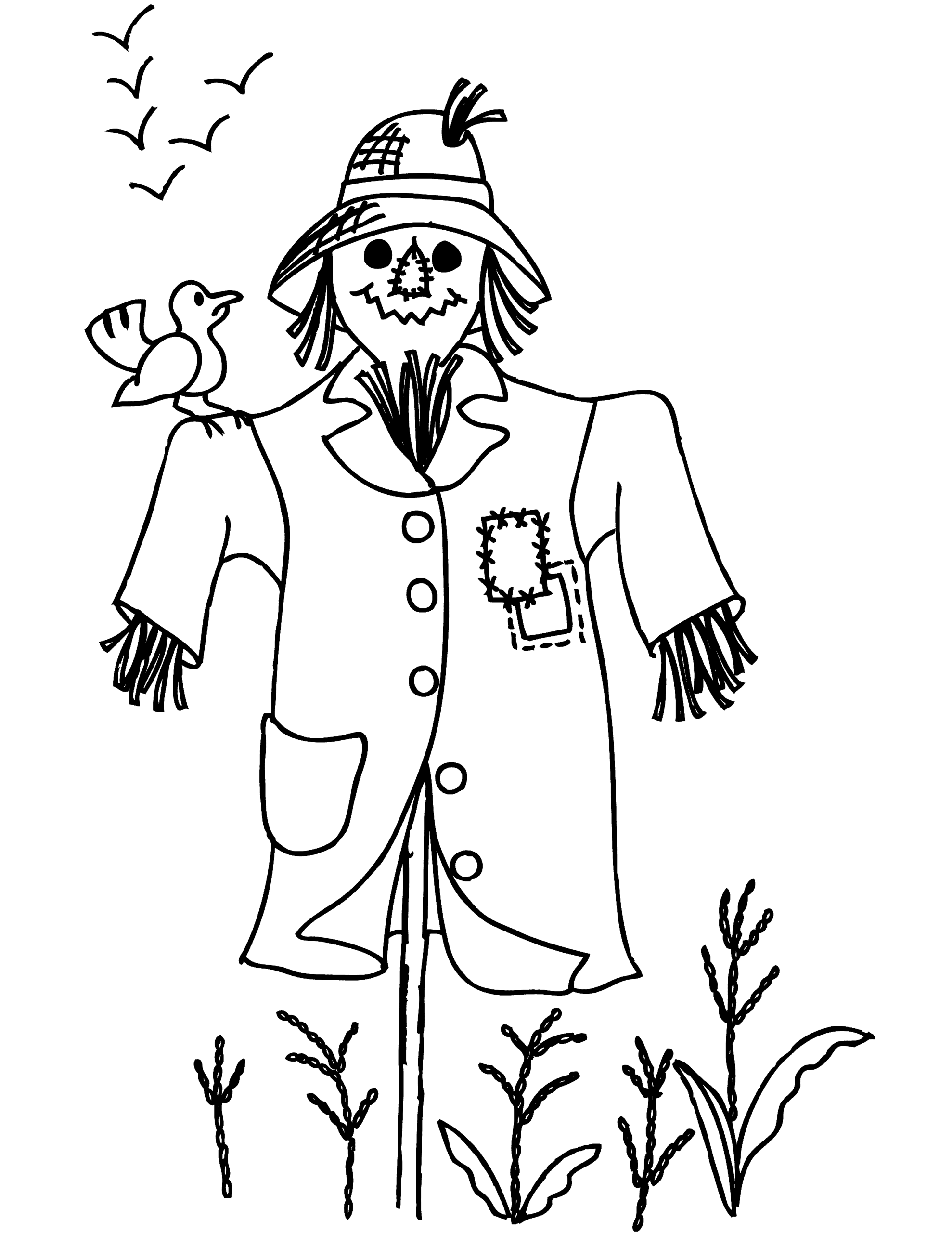 scarecrow coloring pages for preschool