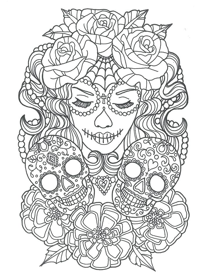 sugar skull coloring pages for adults