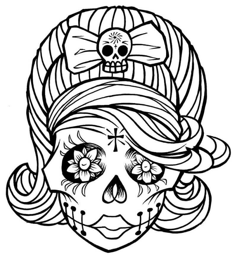 sugar skull girl coloring pages