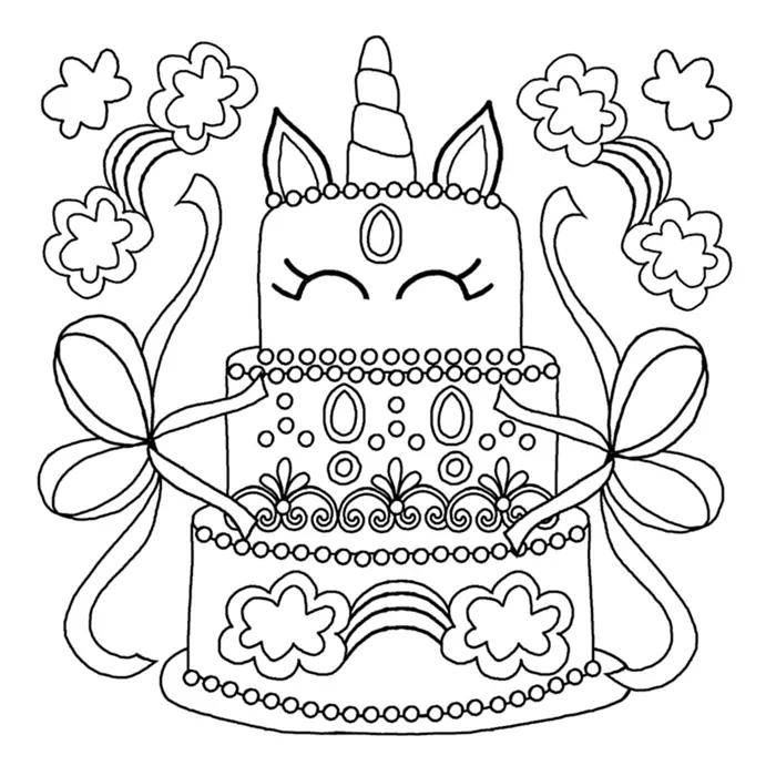 unicorn cake coloring pages