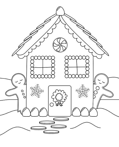 winter house coloring pages